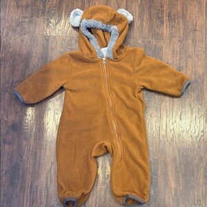 Cuddle Club Cozy Brown Fleece Baby Onesie